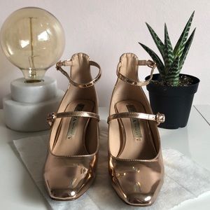 🩷 ZARA 💛 Rose Gold Heeled Sandals sz 6